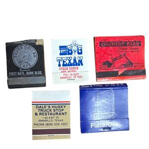 Vintage Amarillo Texas Matchbook Lot Big Texan Country Barn Steak Silver Dollar